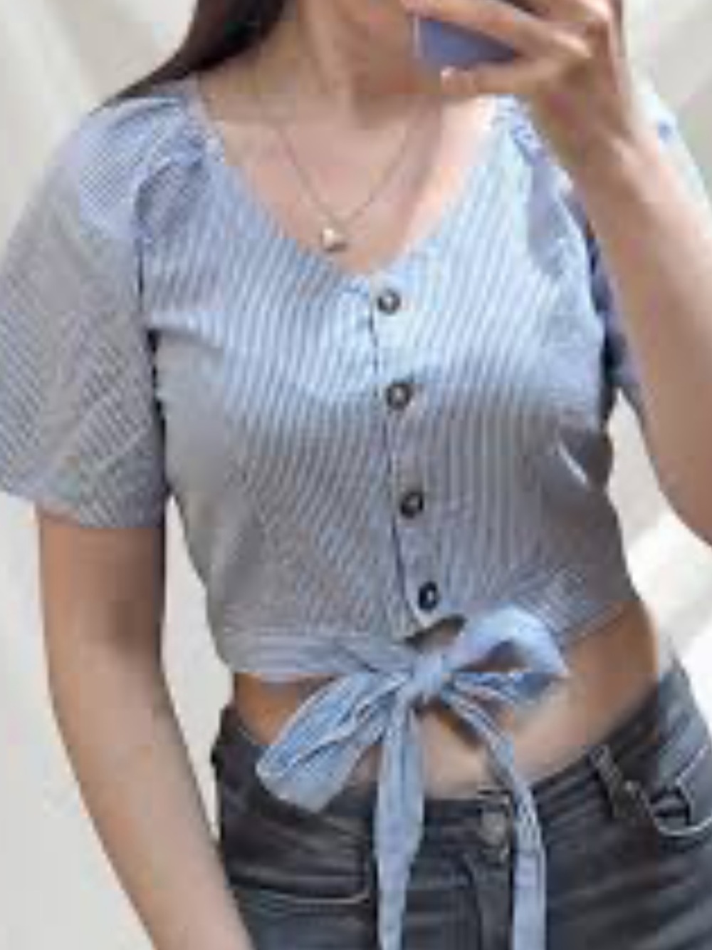 Lafleur pigalle cotton pinstripe crop front tie XS